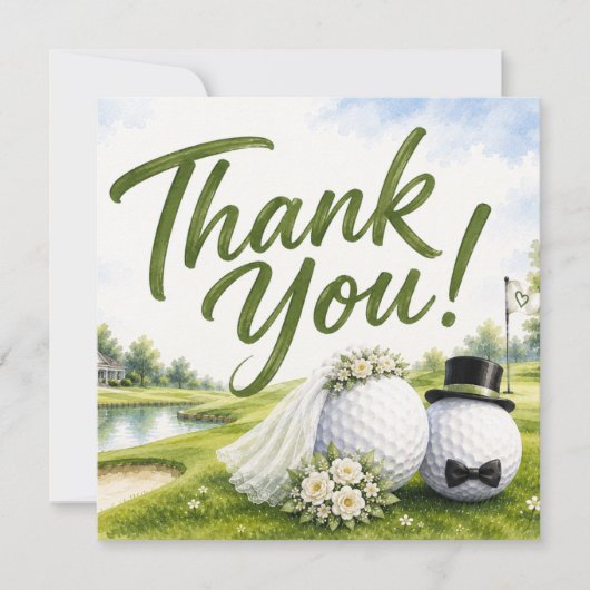 Golf-Hochzeit Braut & Bräutigam Danke (Vorderseite)
