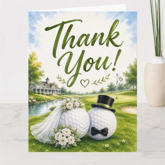 Golf-Hochzeit Braut & Bräutigam Danke (Vorderseite)