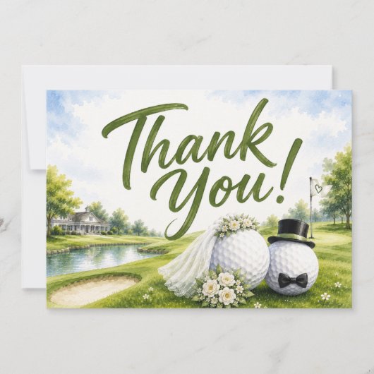 Golf-Hochzeit Braut & Bräutigam Danke (Vorderseite)