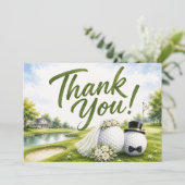 Golf-Hochzeit Braut & Bräutigam Danke (Stehend Vorderseite)