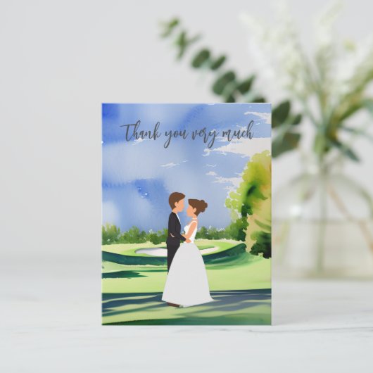 Golf Hochzeit Danke für die Karte für Golfer (Stehend Vorderseite)