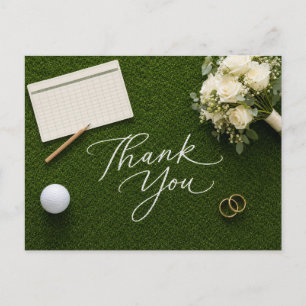 Golf-Hochzeit Danke Handgeschrieben Grünes Gras Postkarte