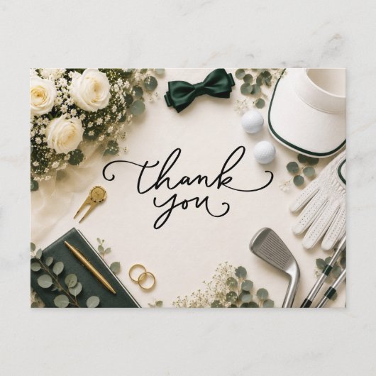 Golf-Hochzeit Danke Postkarte (Vorderseite)