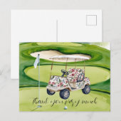 Golf-Hochzeit Danke. Sie Karte mit Golfwagen  (Vorne/Hinten)