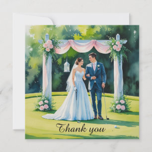 Golf-Hochzeit Dankeskarten für Golfer Aquarell Dankeskarte