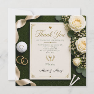 Golf-Hochzeit-Dankeskarten mit weißen Rosen Dankeskarte