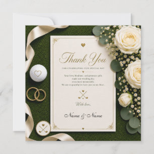 Golf-Hochzeit-Dankeskarten mit weißen Rosen Dankeskarte