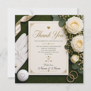 Golf-Hochzeit-Dankeskarten mit weißen Rosen Dankeskarte