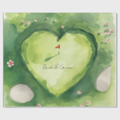 Golf-Hochzeit herzförmiger Golfplatz Geschenkpapier (Flach)