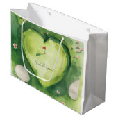 Golf-Hochzeit herzförmiger Golfplatz Große Geschenktüte (Vorderseite Schrägansicht)