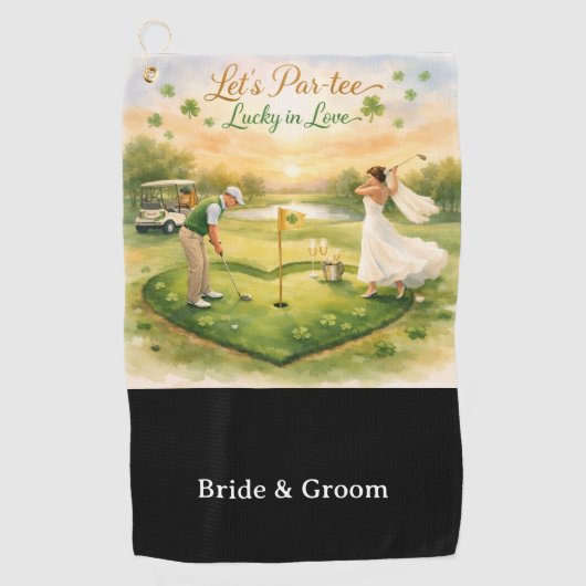 Golf-Hochzeit Lucky in Love St. Patrick's Day Them Golfhandtuch (Vorderseite)