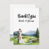 Golf Hochzeit mit Braut und Bräutigam Dankeskarte (Vorne/Hinten)