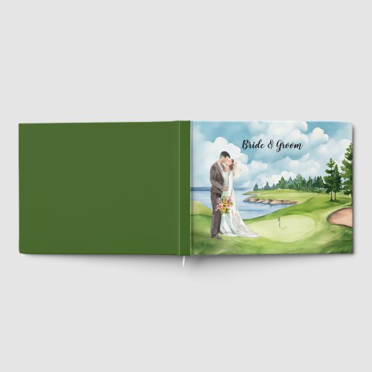 Golf Hochzeit mit Braut und Bräutigam Gästebuch (Voll)