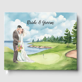 Golf Hochzeit mit Braut und Bräutigam Gästebuch