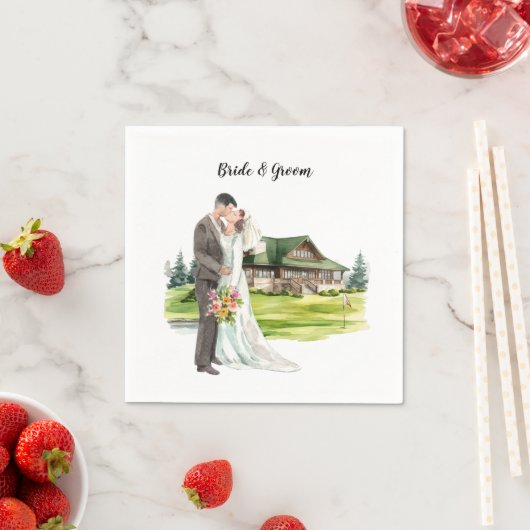 Golf Hochzeit mit Braut und Bräutigam Serviette (Beispiel)