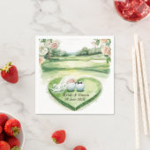 Golf-Hochzeit mit Golfball auf Grün Serviette (Beispiel)
