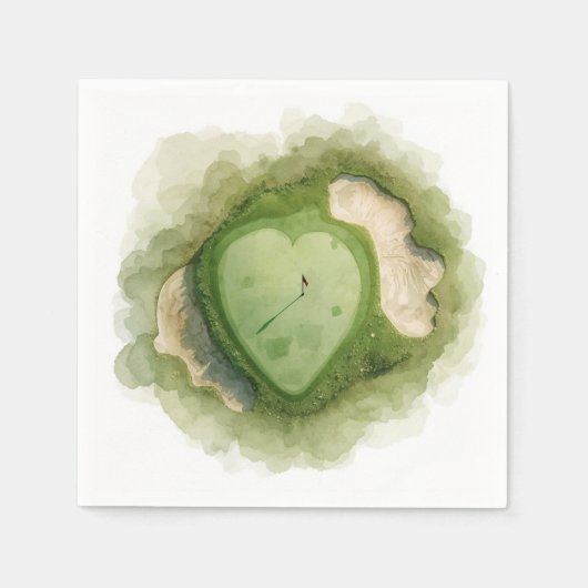Golf-Hochzeit mit Herzform Serviette (Vorderseite)