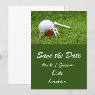 Golf-Hochzeit 'Save the Date' Par, um es mit Ball  Einladung