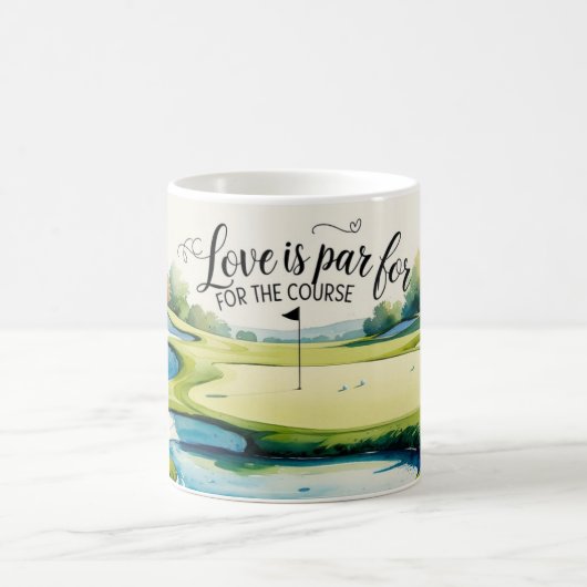 Golf Hochzeit Thema auf dem Platz Kaffeetasse (Mittel)