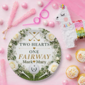 Golf-Hochzeit Zwei Herzen Eine Fairway Pappteller (Party)