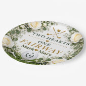 Golf-Hochzeit Zwei Herzen Eine Fairway Pappteller (Schrägansicht)
