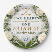 Golf-Hochzeit Zwei Herzen Eine Fairway Pappteller (Vorderseite)