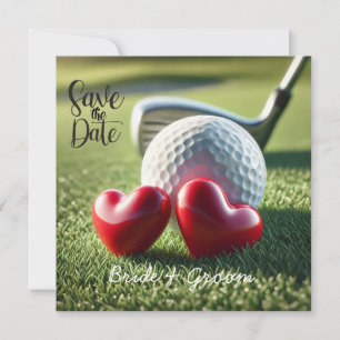 Golf-Hochzeits-Einladung mit Golfball auf Grün Save The Date