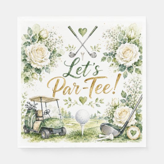 Golf-Hochzeitsblumen Let's Par Tee Serviette (Vorderseite)