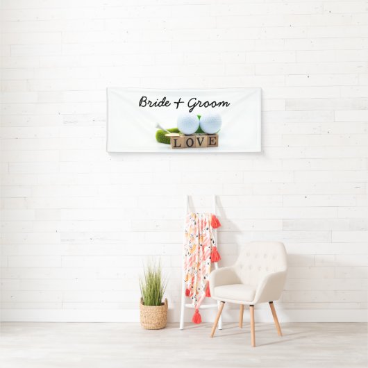 Golf Hochzeitsbräu Golf Tee mit Liebe Banner (Insitu)