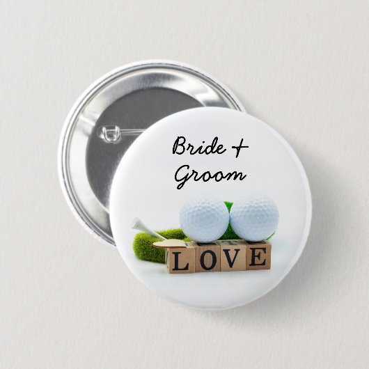 Golf Hochzeitsbräu Golf Tee mit Liebe Button (Vorne & Hinten)