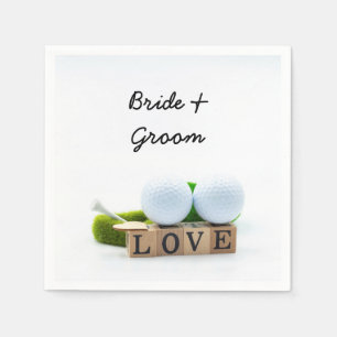 Golf Hochzeitsbräu Golf Tee mit Liebe Serviette