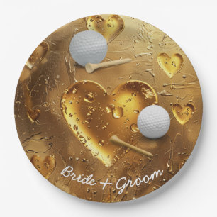 Golf Hochzeitsbrauenbräutigame mit Golfball Pappteller