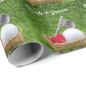 Golf Hochzeitsbräuner auf grünem Gras Geschenkpapier (Rolleneckpunkt)