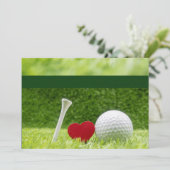 Golf Hochzeitseinladung mit Liebe und Tee Einladung (Stehend Vorderseite)
