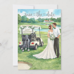 Golf-Hochzeitseinladungskarte mit Braut und Bräuti Einladung