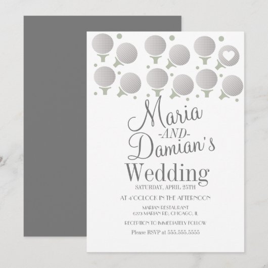 Golf-Hochzeitsport-Punkte und T-Shirts Einladung (Vorne/Hinten)