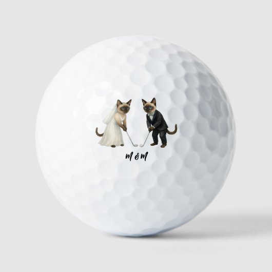 Golf-Hochzeitsthema für Katzenliebhaber Braut und  Golfball (Vorderseite)