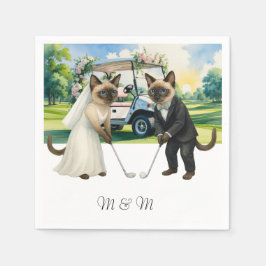 Golf-Hochzeitsthema für Katzenliebhaber Serviette