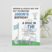 Golf Hole in einem Geburtstag Einladung (Stehend Vorderseite)