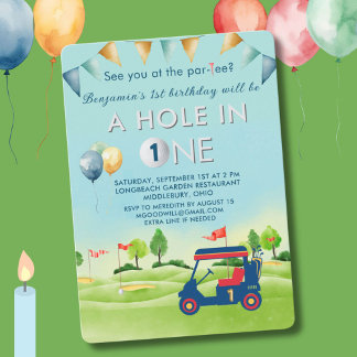 Golf-Hole in einem Jungen, erster Geburtstag Par-T Einladung