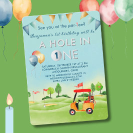 Golf-Hole in einem Jungen, erster Geburtstag Par-T Einladung