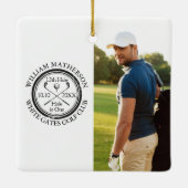 Golf Hole in einem Personalisierten Foto Golfer Keramikornament (Rückseite)