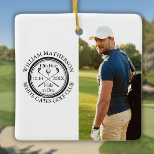 Golf Hole in einem Personalisierten Foto Golfer Keramikornament