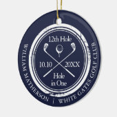 Golf Hole in einem Retro Navy Personalisiert Keramik Ornament (Links)