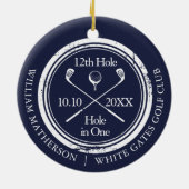 Golf Hole in einem Retro Navy Personalisiert Keramik Ornament (Hinten)