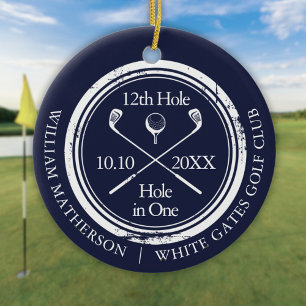 Golf Hole in einem Retro Navy Personalisiert Keramik Ornament