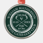 Golf Hole in einem Smaragdgrünen Personalisiert Ornament Aus Metall (Vorne)