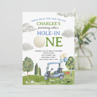 Golf Hole in ONE Birthday Party Invitation Einladung