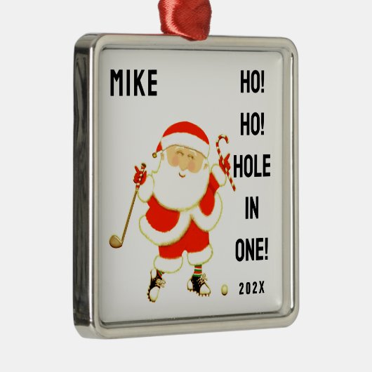 Golf Hole-in-one Keepake Silbernes Ornament (Rechts)
