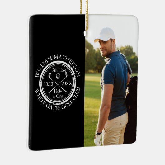 Golf Hole in One Personalized Photo Golfer Keramikornament (Rechts)